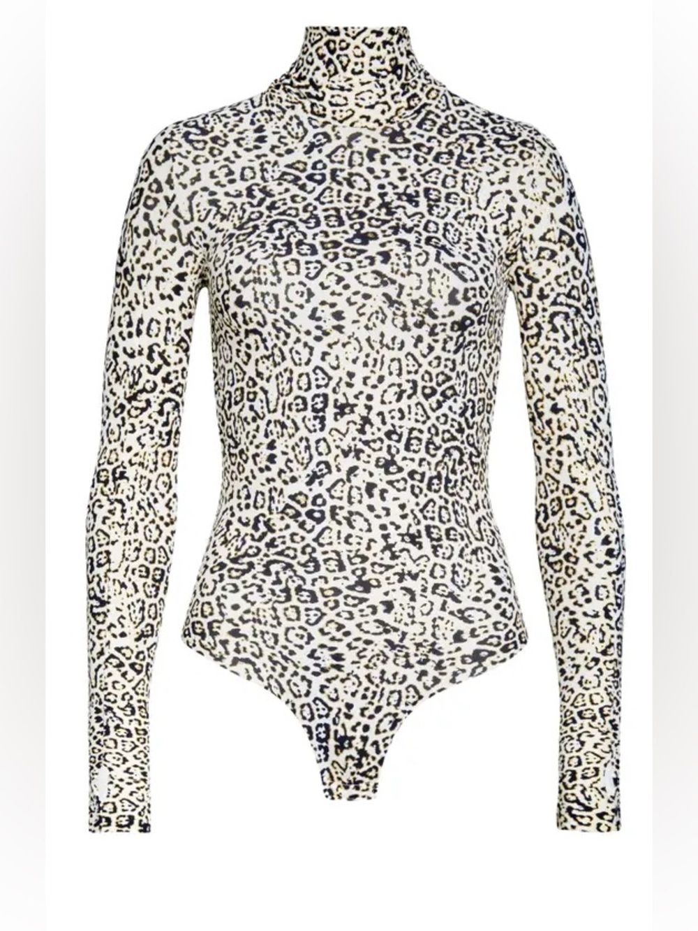 Commando Leopard Metallic Classic Turtleneck Microfiber Thong Bodysuit